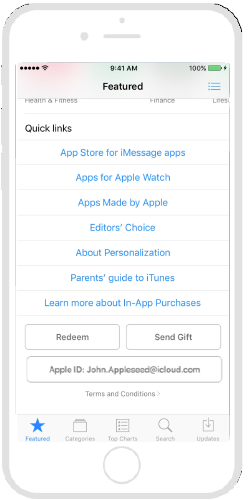 1. Отворяш App Store и най-долу на страницата натискаш на твоето Apple ID.