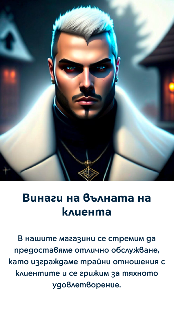 Винаги на вълната на клиента - В нашите магазини се стремим да предоставяме отлично обслужване, като изграждаме трайни отношения с клиентите и се грижим за тяхното удовлетворение.